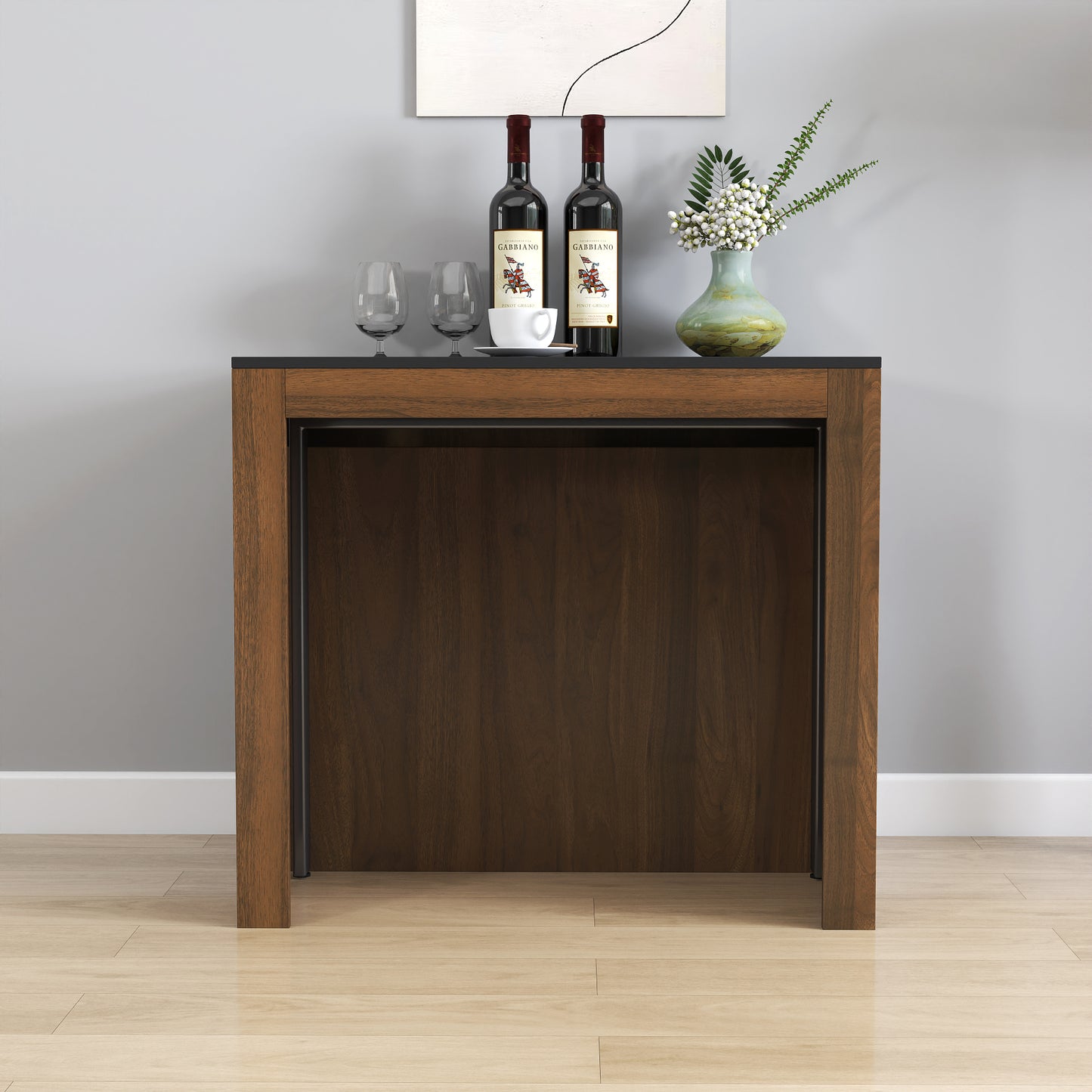 Odette Walnut & Black Particle Board & MDF Dining Table – view 14