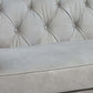 Ofer Vintage Top-Grain Leather Sofa – 122” Antique White Tufted Sofa with Nailhead Trim close-up of tufted detailing