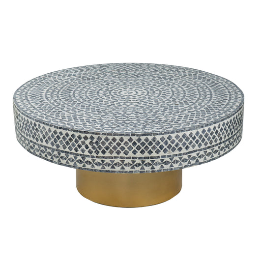 Oleander Capiz Pedestal Coffee Table – 35" Gray Ivory Round Coffee Table