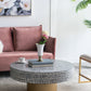 Oleander Capiz Pedestal Coffee Table – 35" Gray Ivory Round Coffee Table – view 3
