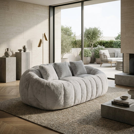 Oleander Faux Fur Boneless Loveseat – 74.8" Floral-Shaped Cloud Couch – view 2