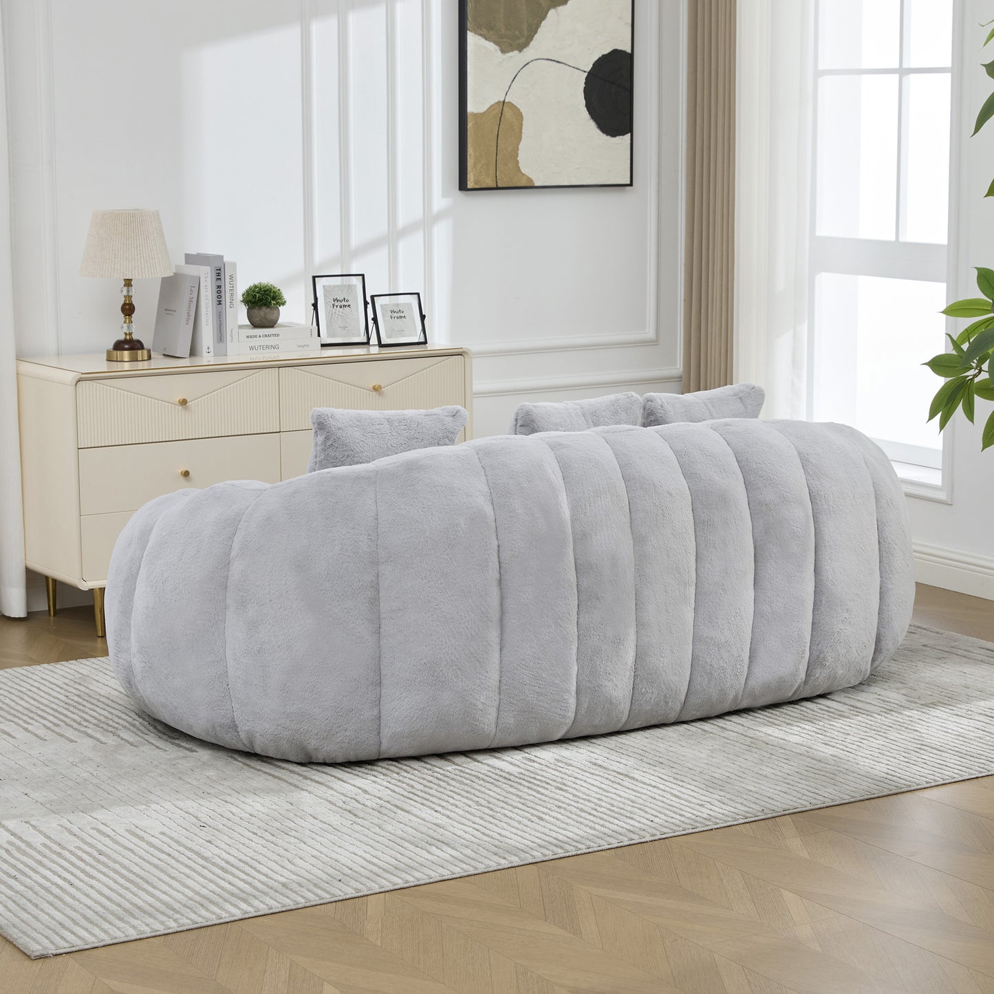 Oleander Faux Fur Boneless Loveseat – 74.8" Floral-Shaped Cloud Couch – view 7