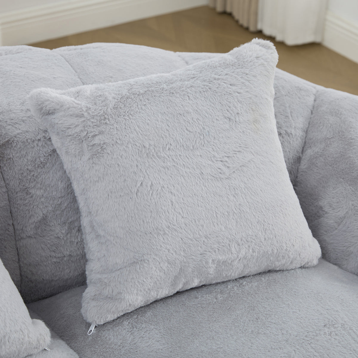 Oleander Faux Fur Boneless Loveseat – 74.8" Floral-Shaped Cloud Couch – view 8