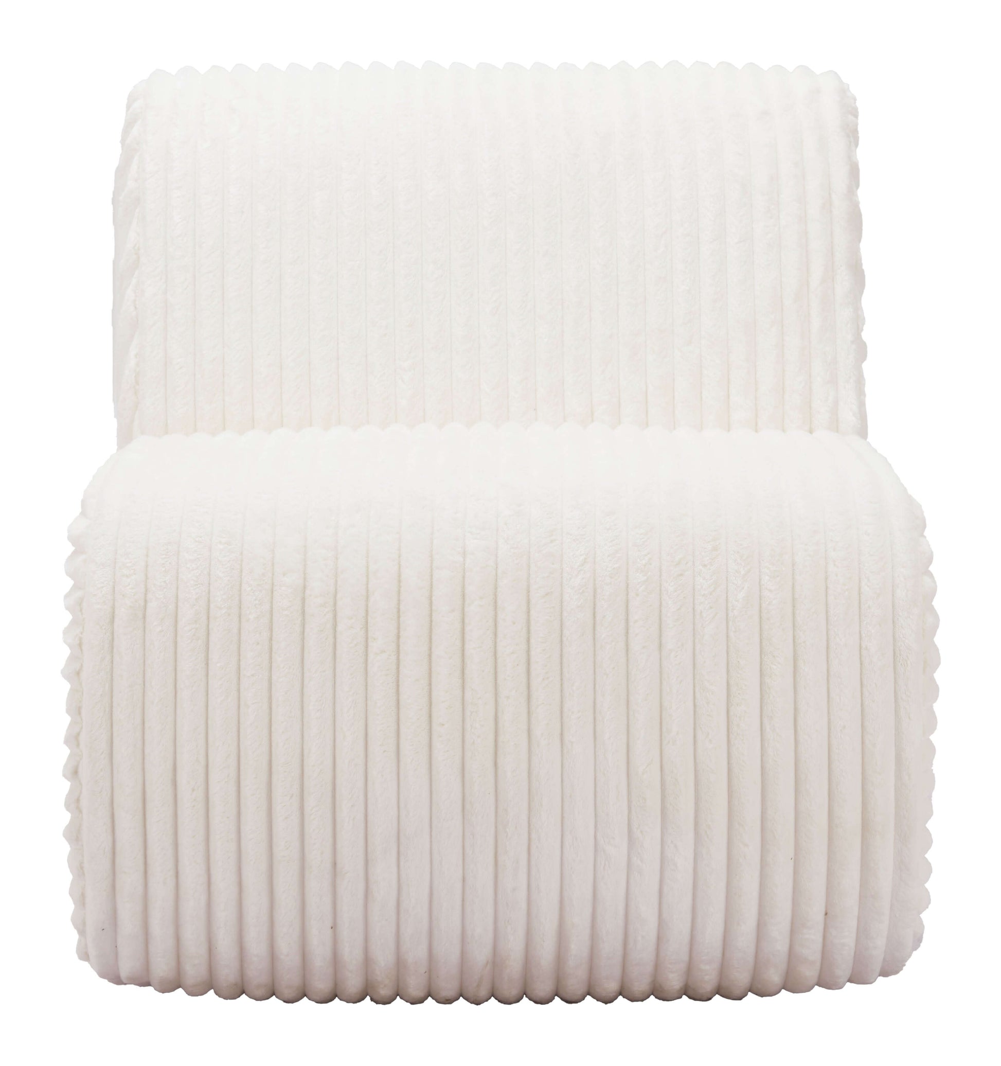 Opam White Corduroy Accent Chair – Modern Sculptural Lounge Chair with soft textured upholstery.