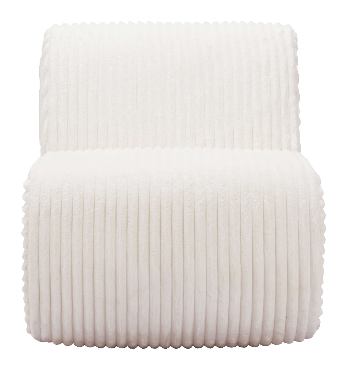 Opam White Corduroy Accent Chair – Modern Sculptural Lounge Chair with soft textured upholstery.
