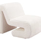 Opam White Corduroy Accent Chair – Modern Sculptural Lounge Chair in soft corduroy fabric with a unique sculptural design.