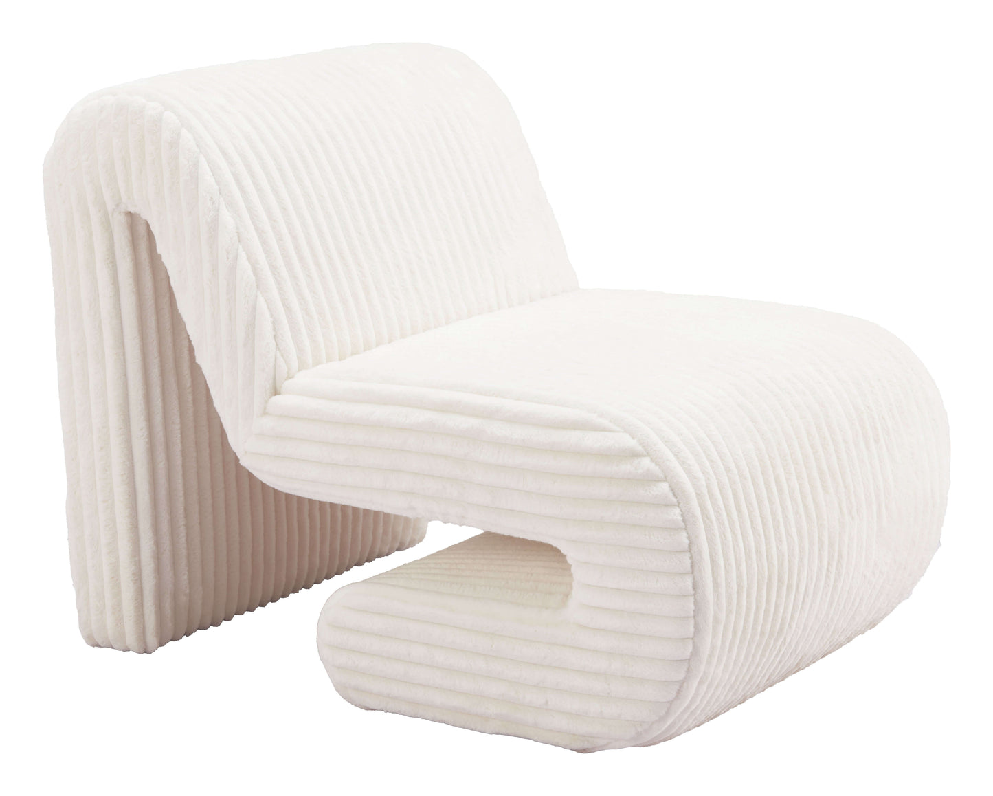 Opam White Corduroy Accent Chair – Modern Sculptural Lounge Chair in soft corduroy fabric with a unique sculptural design.