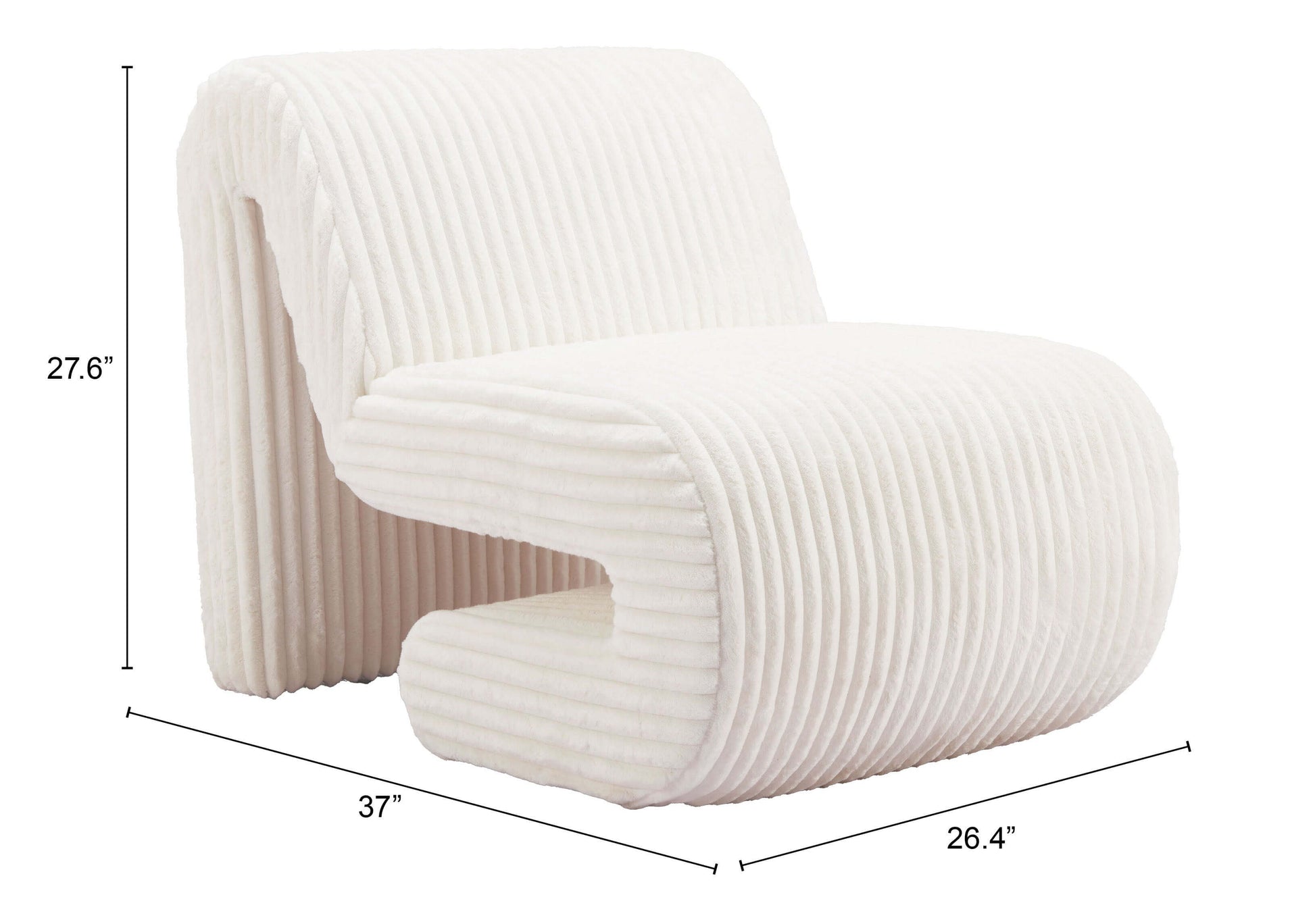 Opam White Corduroy Accent Chair – Modern Sculptural Lounge Chair with soft texture and sculptural design.