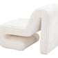 Opam White Corduroy Accent Chair – Modern Sculptural Lounge Chair showcasing soft texture and sculptural design.