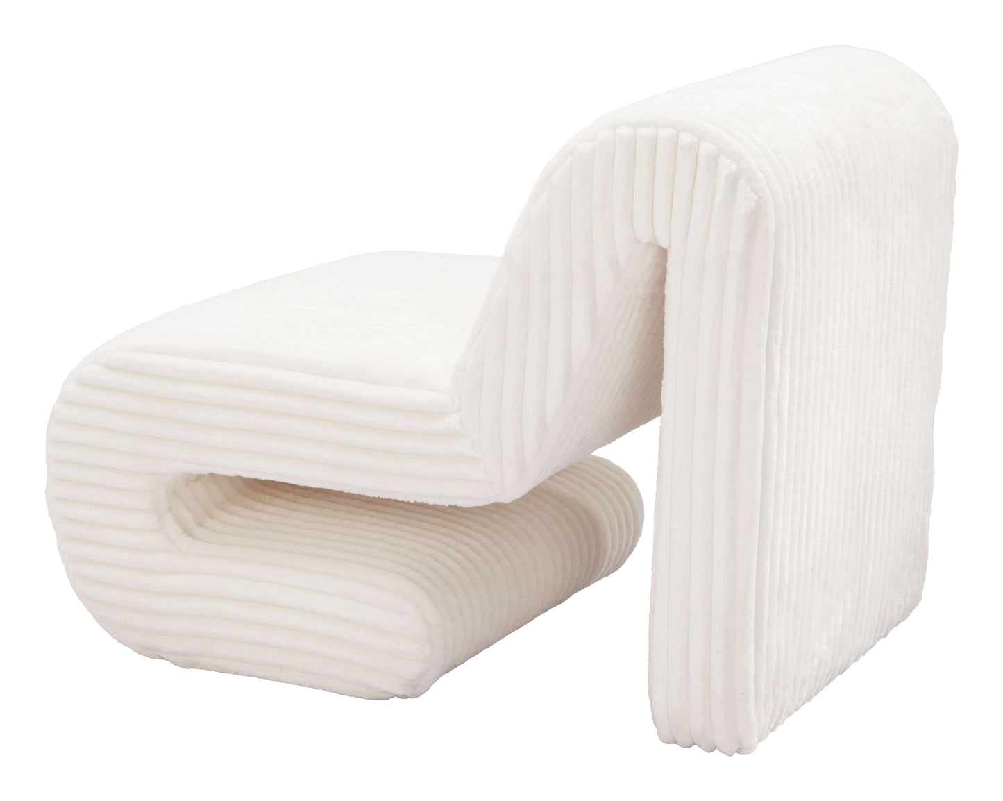 Opam White Corduroy Accent Chair – Modern Sculptural Lounge Chair showcasing soft texture and sculptural design.