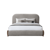 Orane Gray Fabric Queen Bed Platform w/Storage with modern design and soft upholstery.