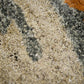 Orange Ivory And Green Wool Abstract Hand Tufted Area Rug | 9' x 13' close-up texture detail.