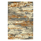 Orange Ivory And Green Wool Abstract Hand Tufted Area Rug | 9' x 13' showcasing a modern design with vivid colors.