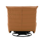 Orange PU Leather Swivel Glider Recliner – Modern Reclining Chair with 360° Swivel & Smooth Glide from the back view.