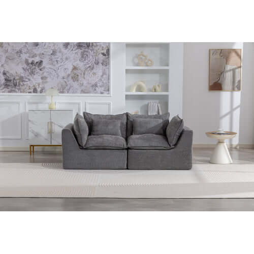 Oversized Cloud Couch Modular Loveseat 74.8" | Deep Seat Velvet 2-Seater Sofa in modern living room setting.