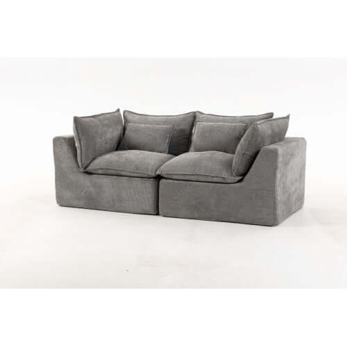 Oversized Cloud Couch Modular Loveseat 74.8" | Deep Seat Velvet 2-Seater Sofa in soft gray fabric with plush cushions.