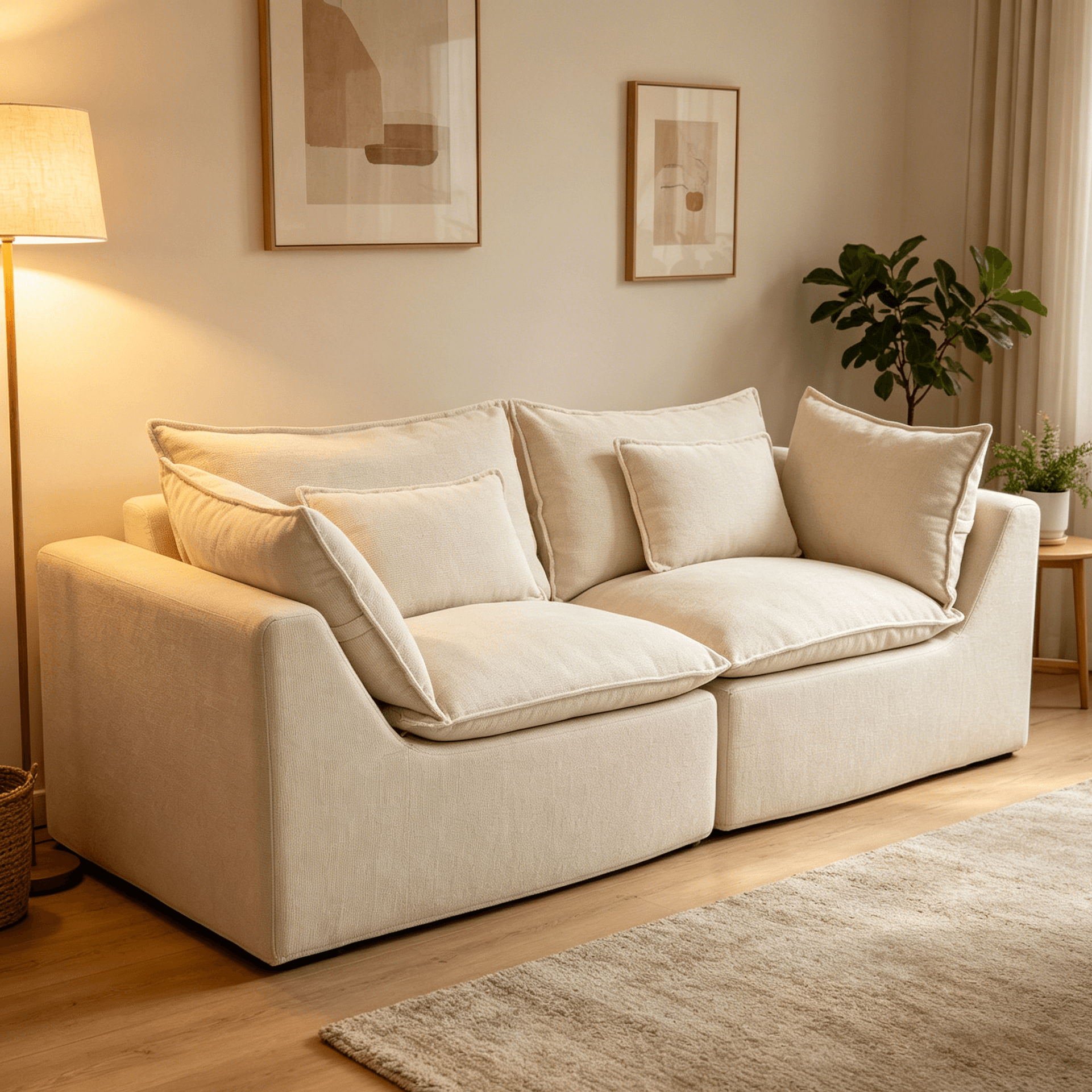 Oversized Cloud Couch Modular Loveseat 74.8" | Deep Seat Velvet 2-Seater Sofa in a cozy living room setup.