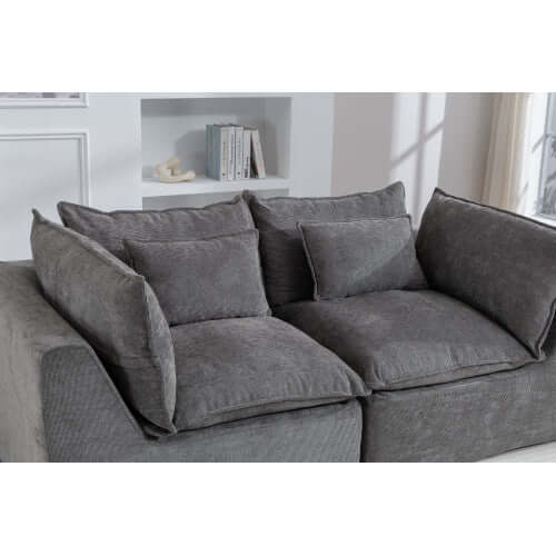 Oversized Cloud Couch Modular Loveseat 74.8" | Deep Seat Velvet 2-Seater Sofa with plush grey cushions.