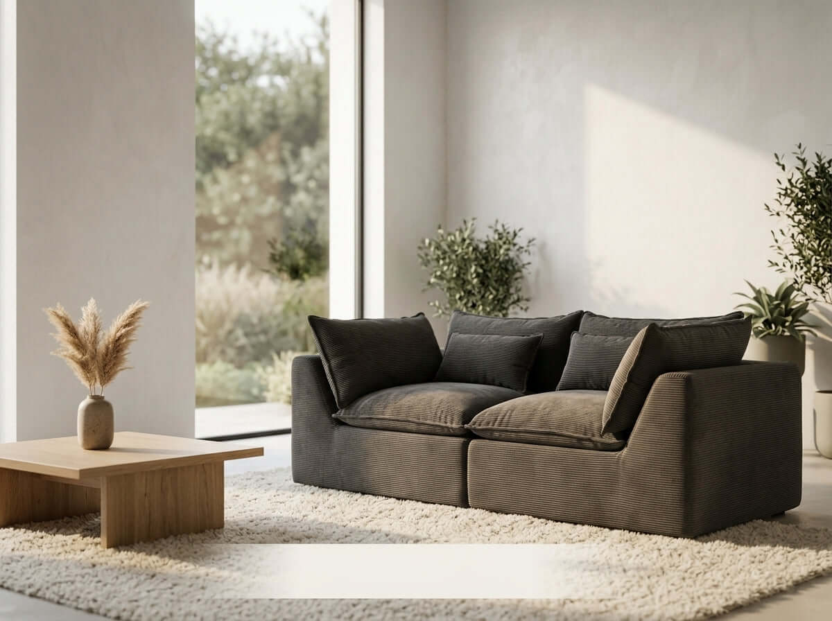 Oversized Cloud Couch Modular Loveseat 74.8"  | Deep Seat Velvet 2-Seater Sofa in a modern living room setting.