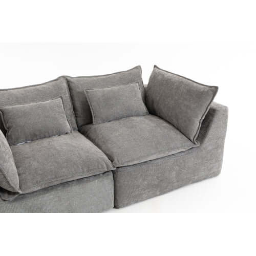 Oversized Cloud Couch Modular Loveseat 74.8" | Deep Seat Velvet 2-Seater Sofa in gray fabric with plush cushions.