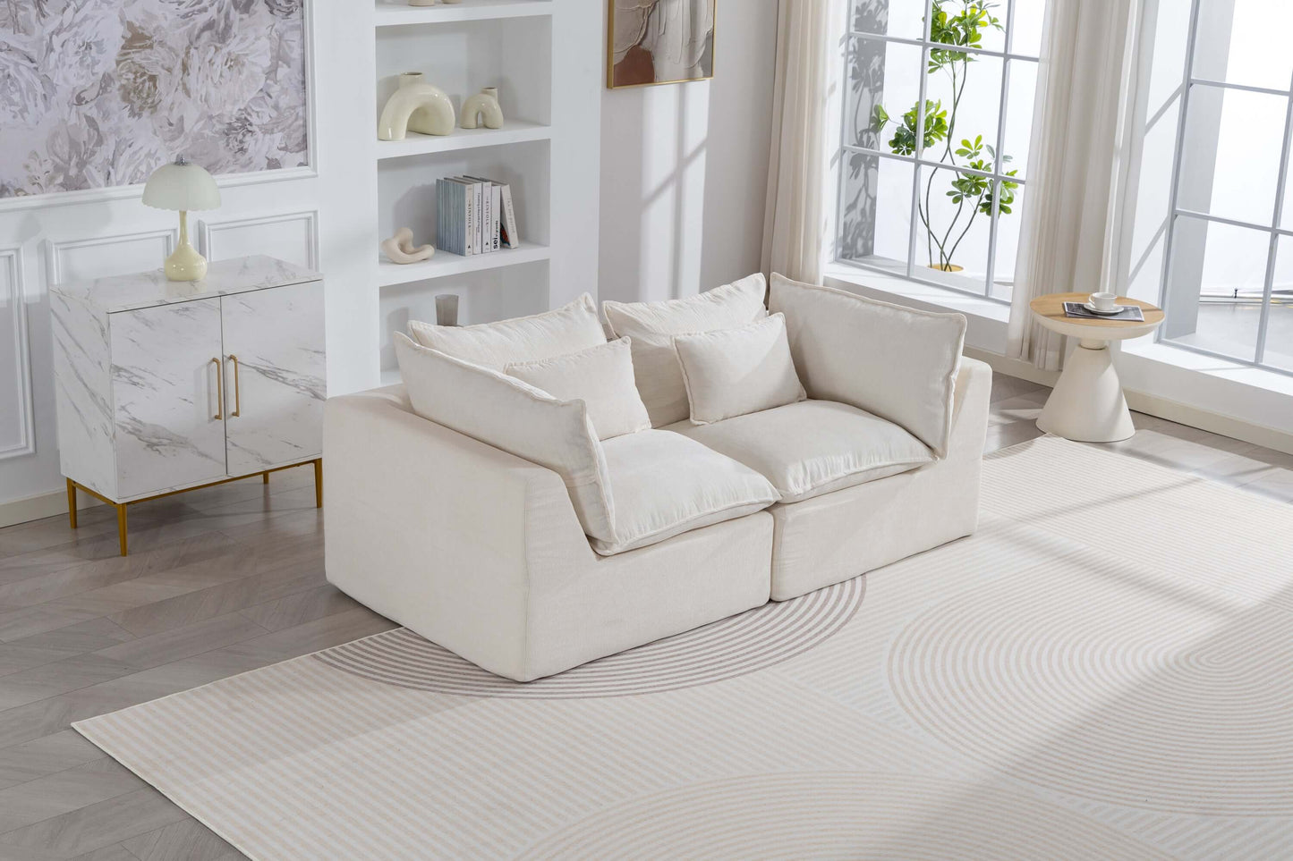 Oversized Cloud Couch Modular Loveseat 74.8" | Deep Seat Velvet 2-Seater Sofa in a stylish living room setting.