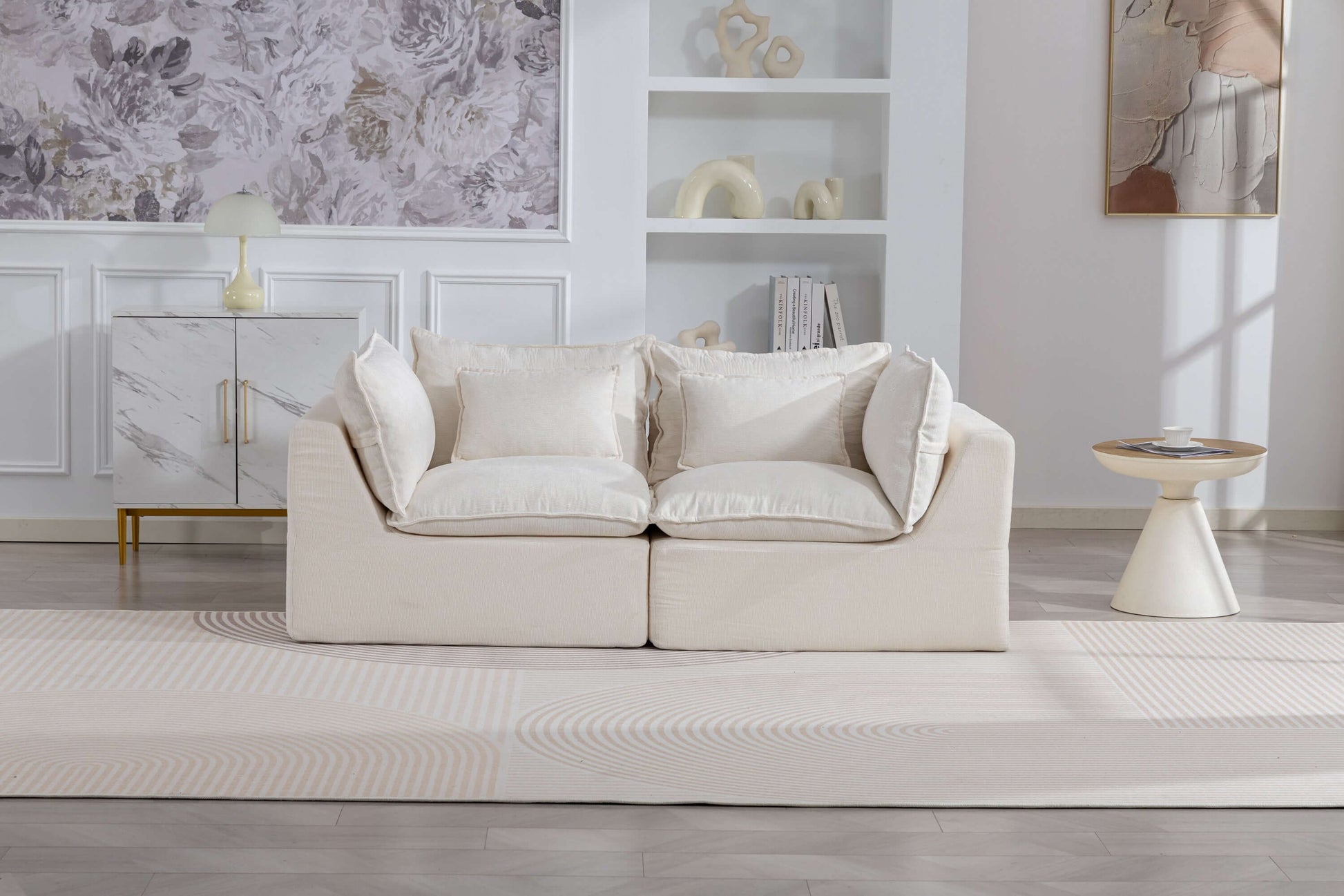 Oversized Cloud Couch Modular Loveseat 74.8"  | Deep Seat Velvet 2-Seater Sofa in a cozy living room setting.