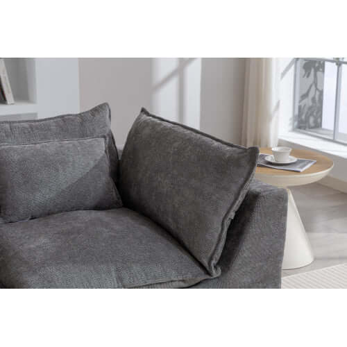 Oversized Cloud Couch Modular Loveseat 74.8" | Deep Seat Velvet 2-Seater Sofa cushions in grey upholstery.