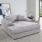 Oversized Gray Lounge Chair Corduroy with Cup Holder & 2 Pillows in a modern living room setting.