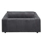 Oversized Gray Lounge Chair Corduroy with Cup Holder & 2 Pillows - Front view of modern accent chair.
