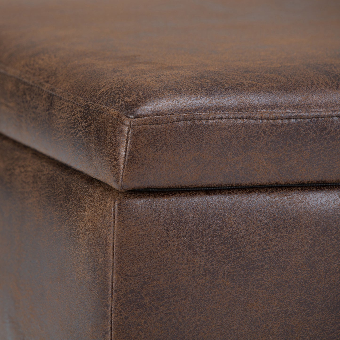 Owen Dark Brown Faux Leather Ottoman – 26.4"W Ottoman – view 5