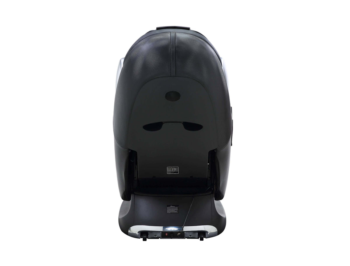 Back view of the Pacari Black PU Leather Power 2D Massage Chair showcasing its sleek design and premium materials.