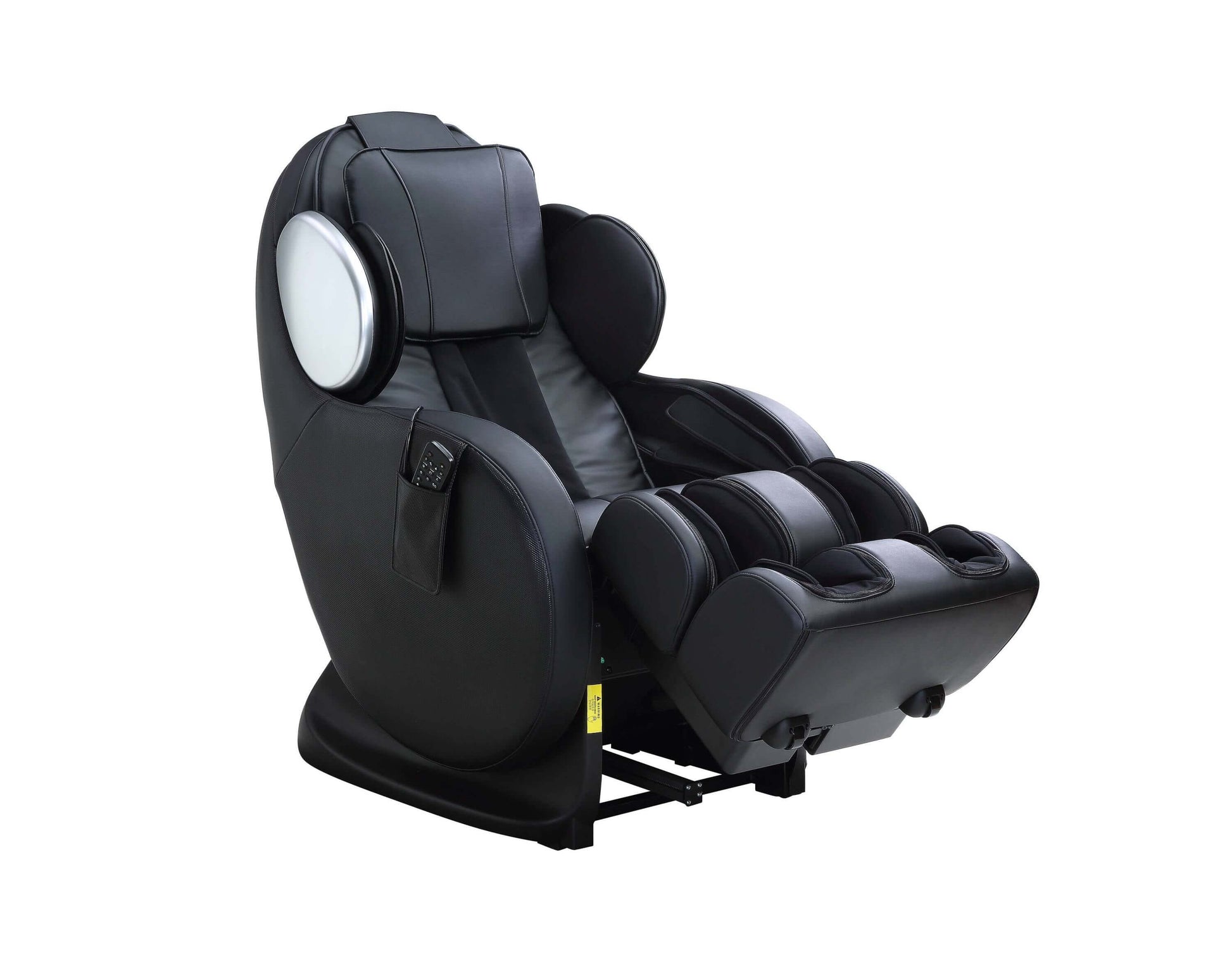 Pacari Black PU Leather Power 2D Massage Chair showcasing modern design and comfort features.