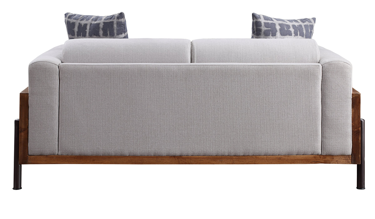 Pelton Fabric & Walnut Finish Loveseat w/ 2 Toss Pillows – 71" Loveseat – view 3