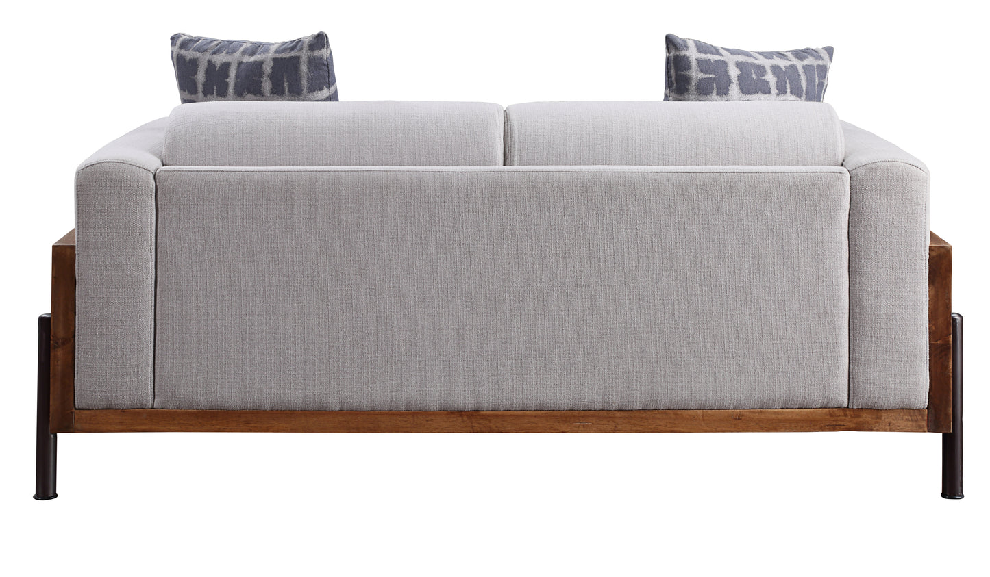 Pelton Fabric & Walnut Finish Loveseat w/ 2 Toss Pillows – 71" Loveseat – view 3