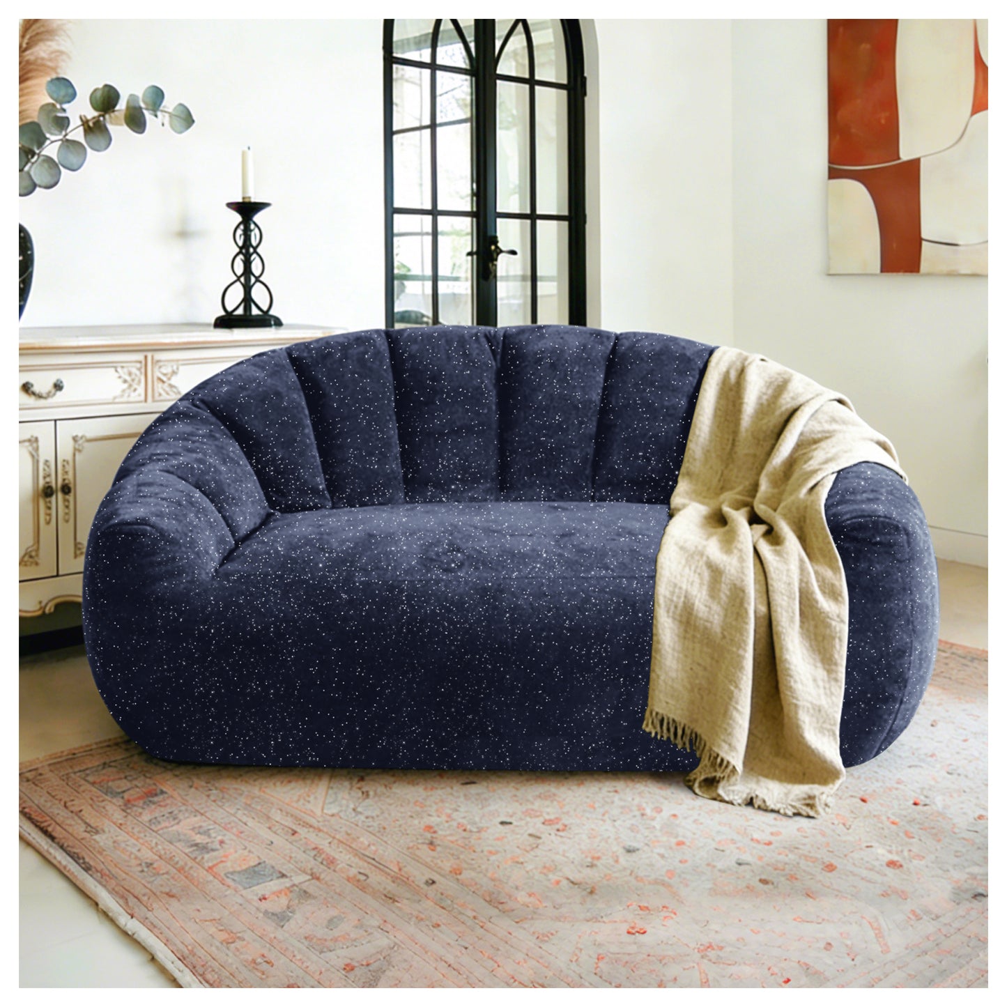 Percy Faux Fur Bear Paw Bean Bag Chair – 55" Oversized Plush Chair – view 2