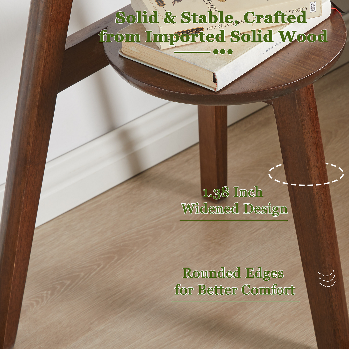 Percy Walnut Solid Wood End Table – 16.5" 2-Tier Round Side Table – view 9