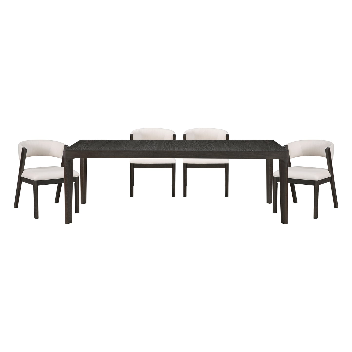 Perrine Black Wood Dining Set – 5-Piece Extendable Table & 4 Curved-Back Side Chairs – view 2