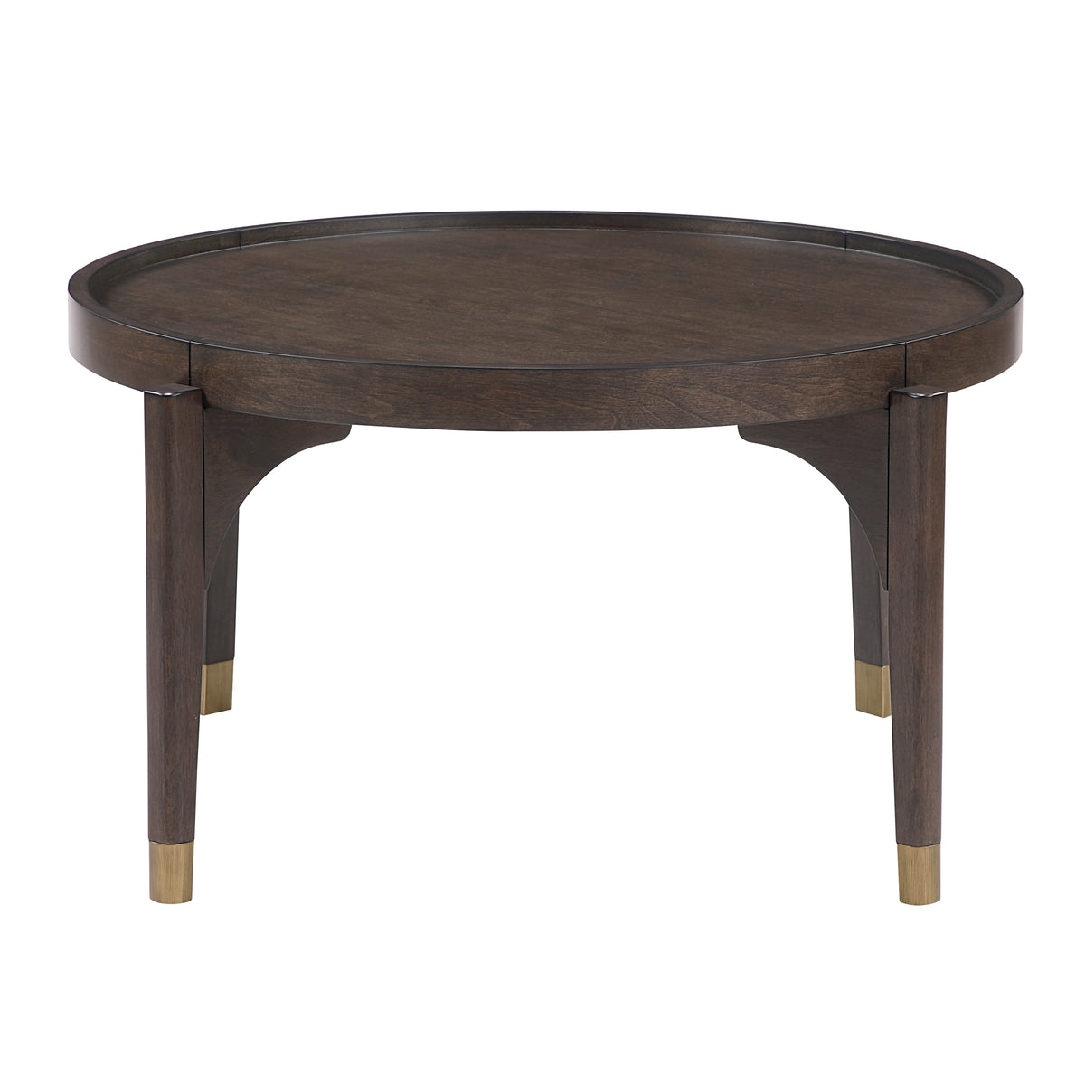 Perrine Dark Brown Wood Coffee Table – 36" Round Coffee Table – view 3