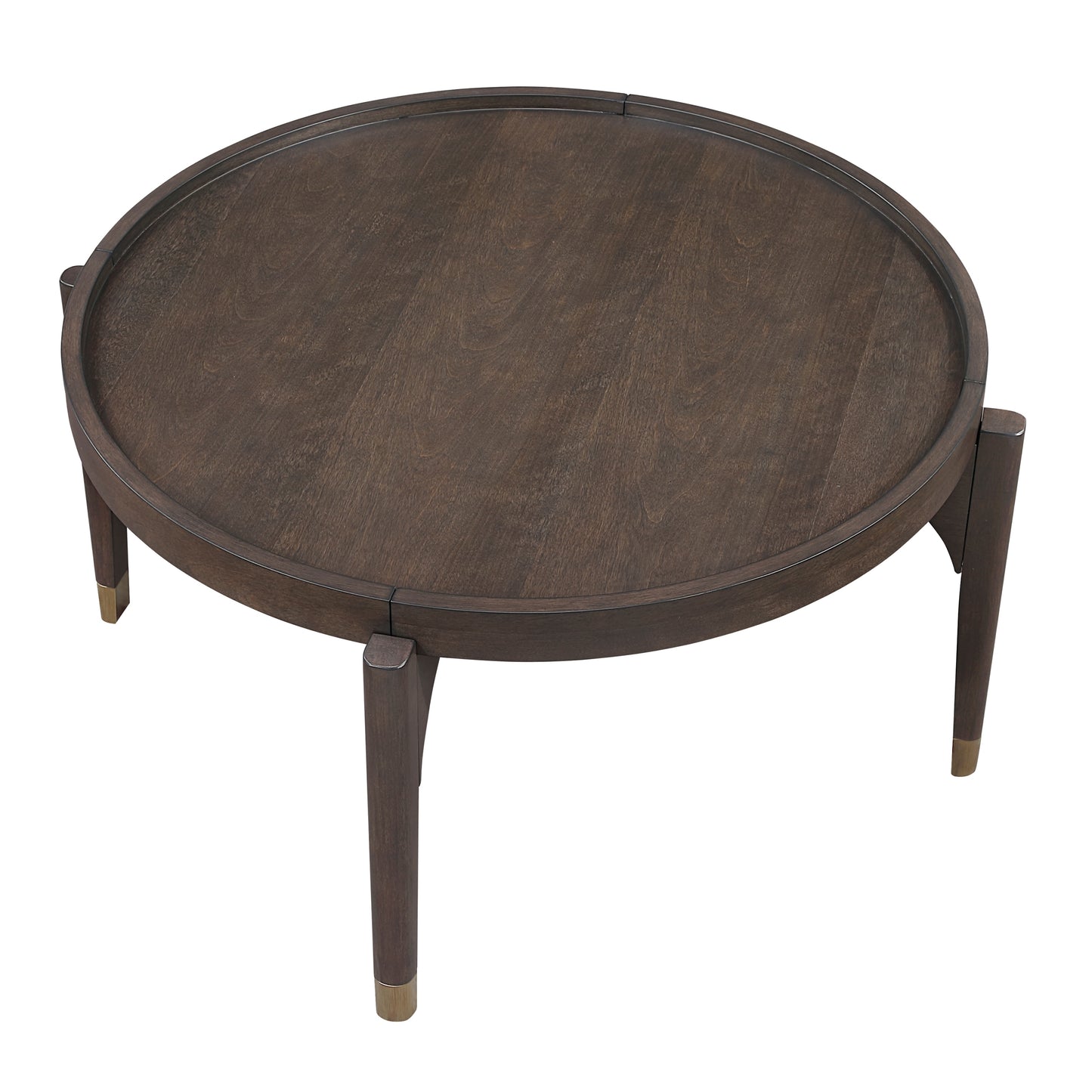 Perrine Dark Brown Wood Coffee Table – 36" Round Coffee Table – view 4