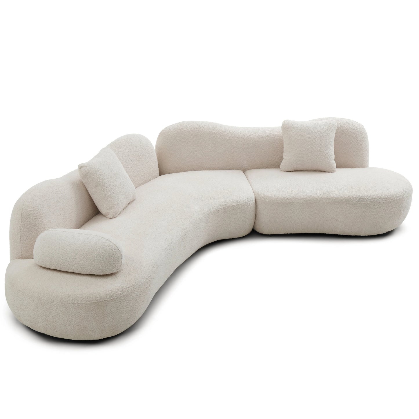 Perrine White Boucle Curved Modular Sofa – 128" Crescent 5-Seat Modular Sofa – view 10
