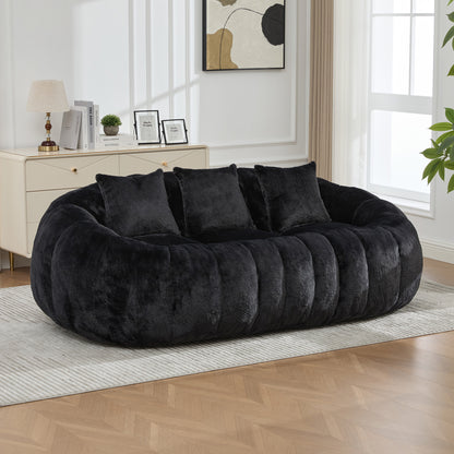 Petra Faux Fur Cloud Loveseat – 74.8" Oversized Floral-Shaped Sofa