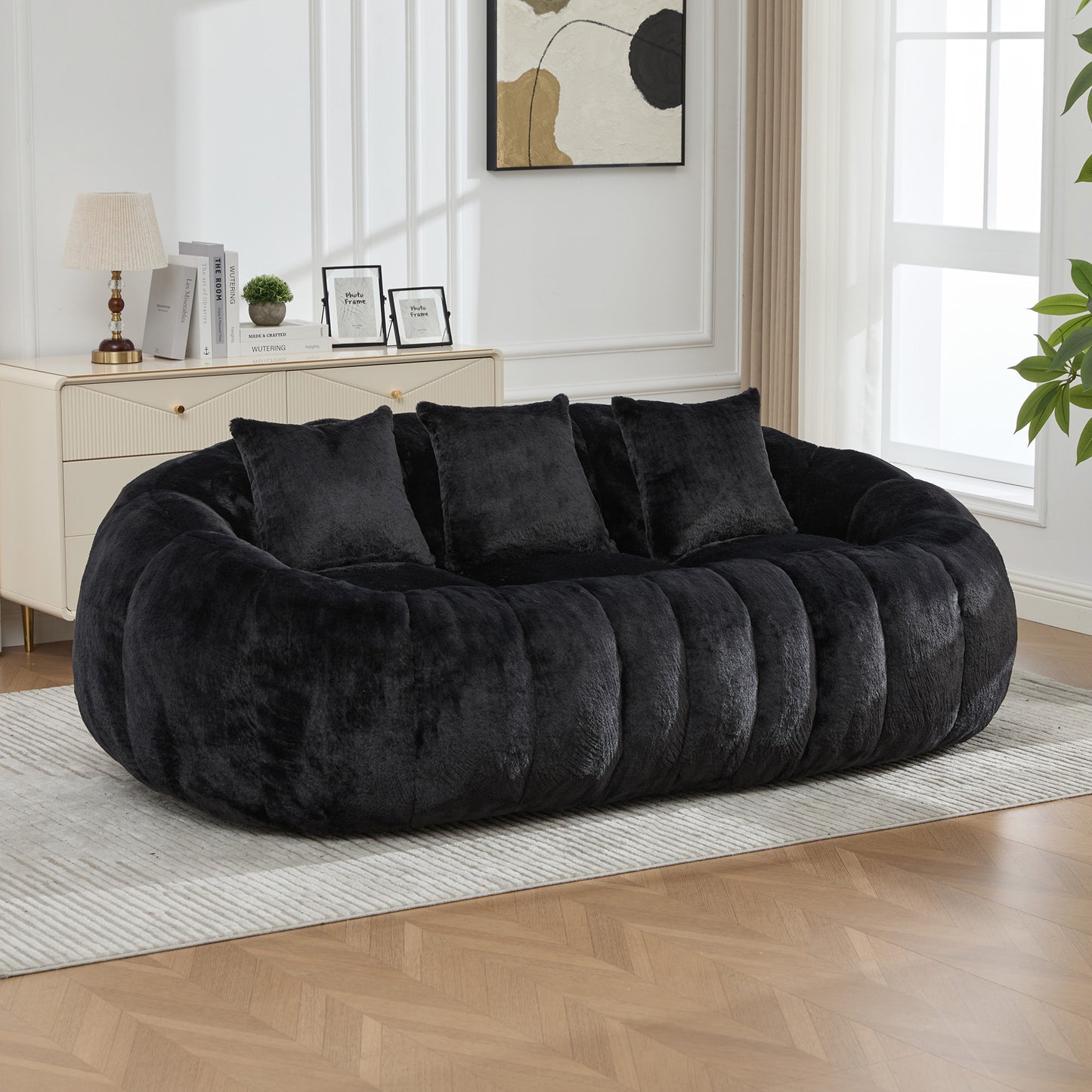 Petra Faux Fur Cloud Loveseat – 74.8" Oversized Floral-Shaped Sofa
