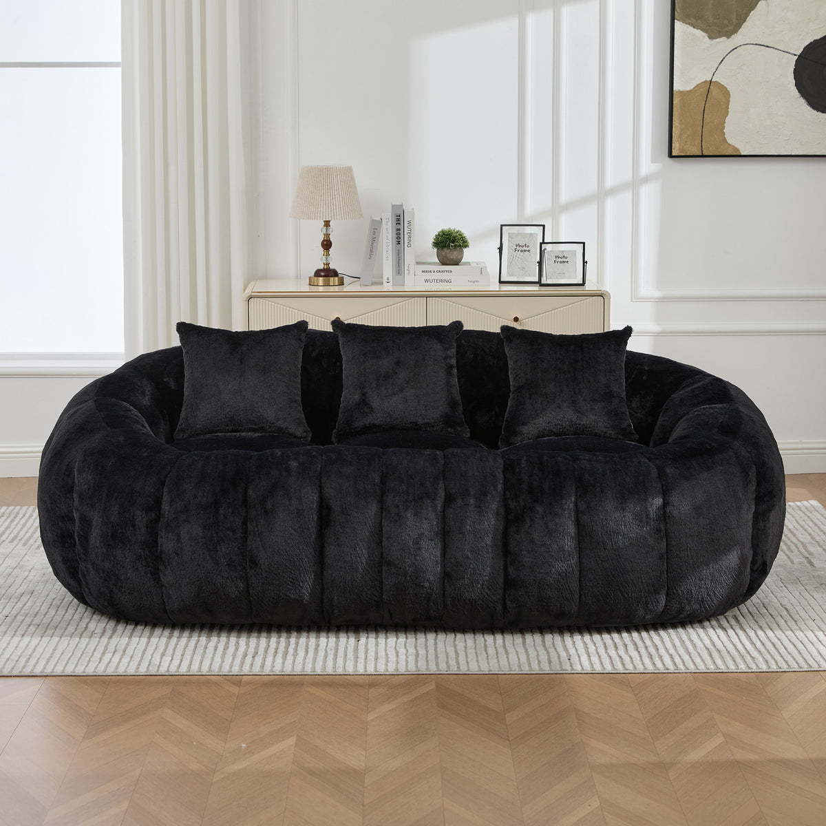Petra Faux Fur Cloud Loveseat – 74.8" Oversized Floral-Shaped Sofa – view 3
