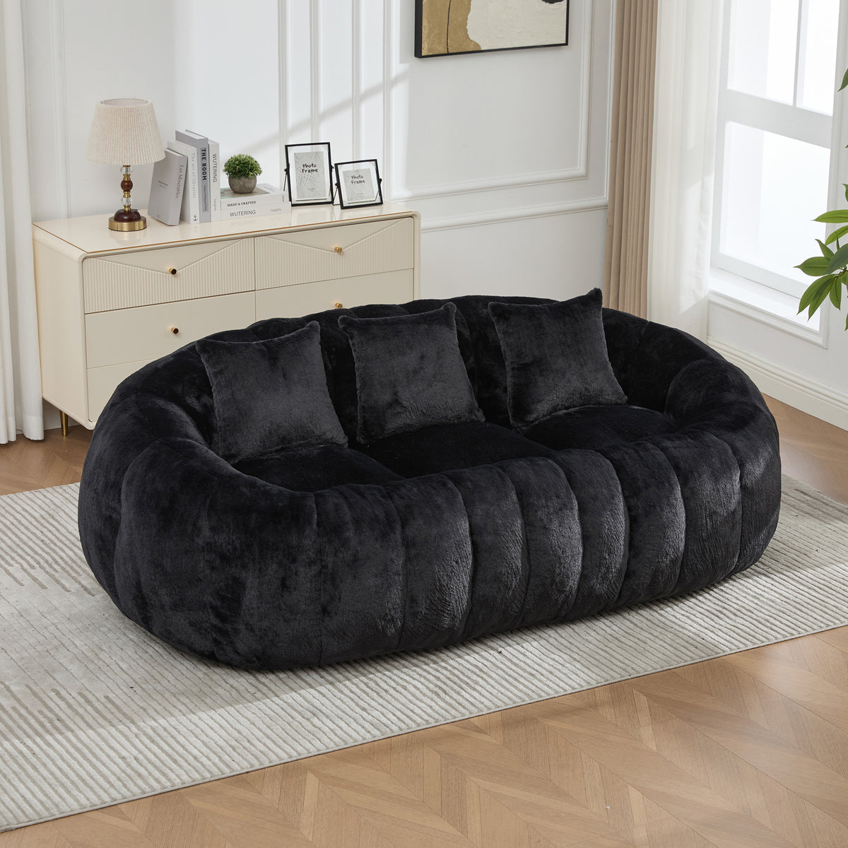 Petra Faux Fur Cloud Loveseat – 74.8" Oversized Floral-Shaped Sofa – view 4