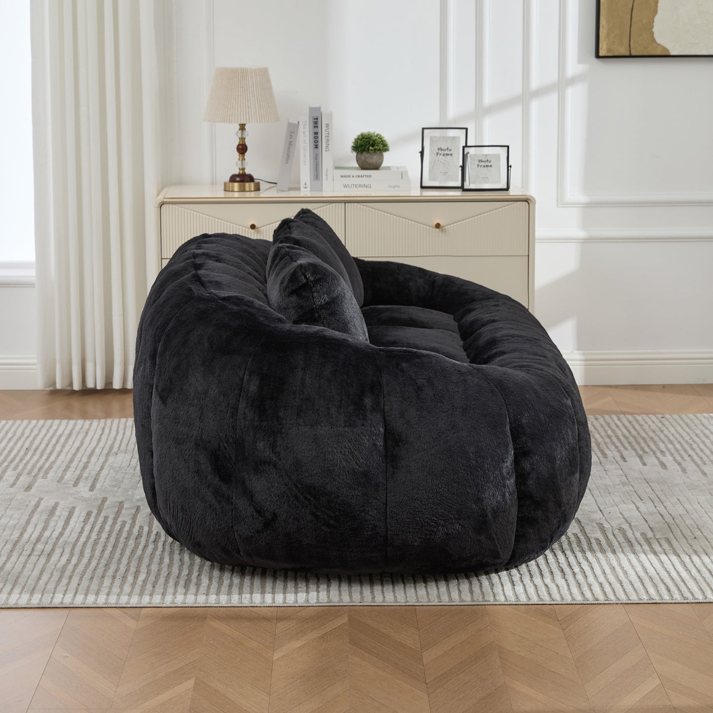 Petra Faux Fur Cloud Loveseat – 74.8" Oversized Floral-Shaped Sofa – view 5