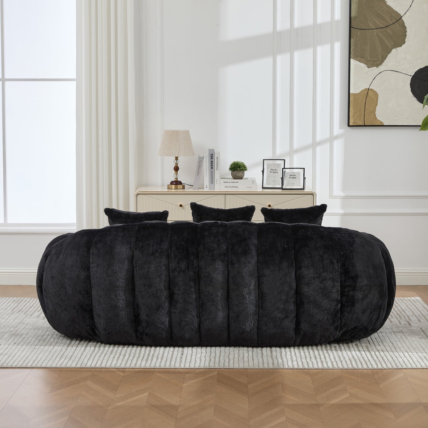 Petra Faux Fur Cloud Loveseat – 74.8" Oversized Floral-Shaped Sofa – view 6