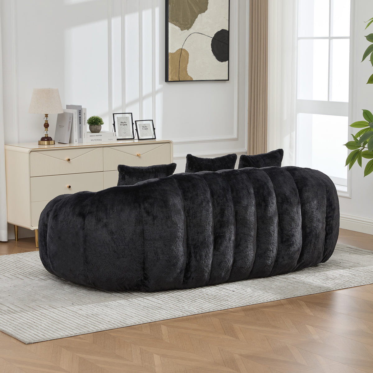 Petra Faux Fur Cloud Loveseat – 74.8" Oversized Floral-Shaped Sofa – view 7