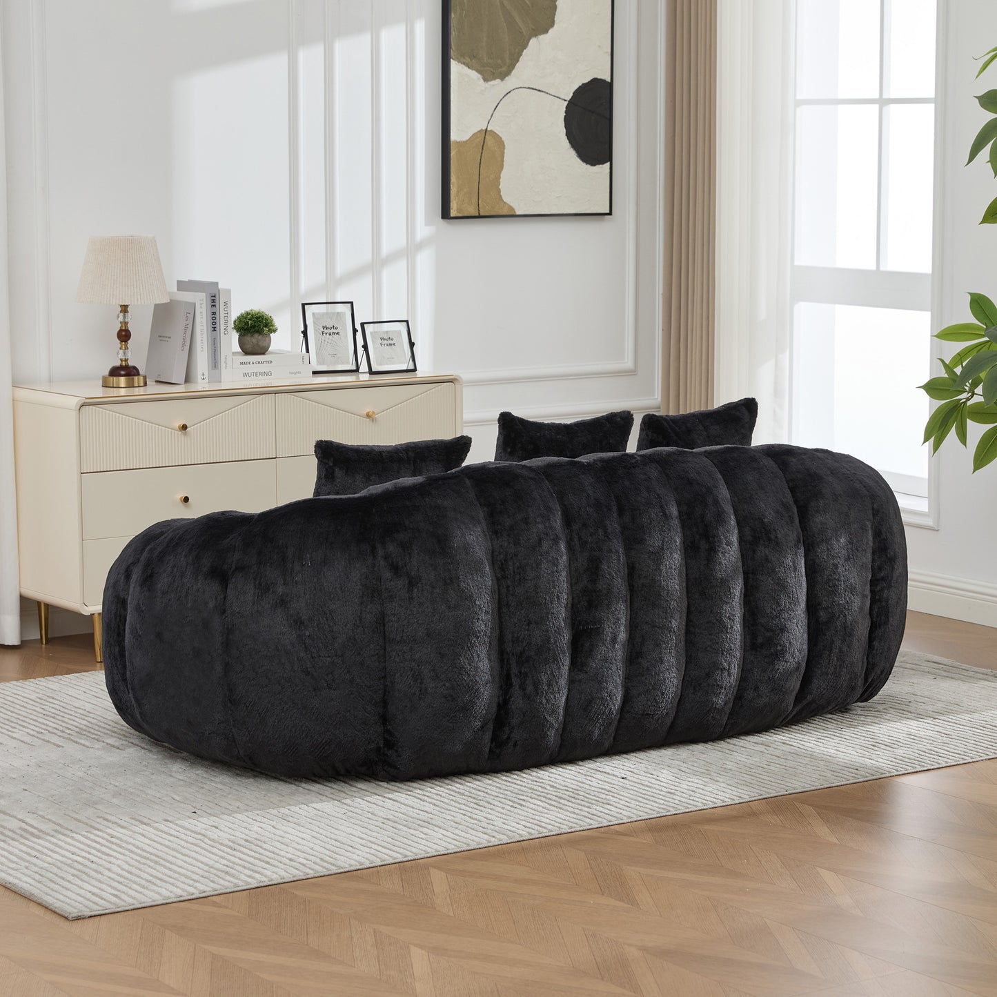 Petra Faux Fur Cloud Loveseat – 74.8" Oversized Floral-Shaped Sofa – view 7