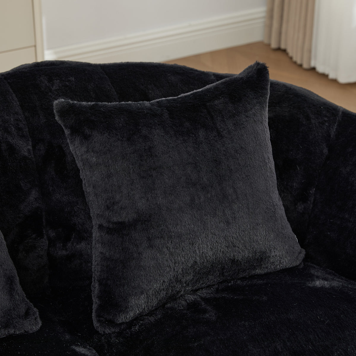 Petra Faux Fur Cloud Loveseat – 74.8" Oversized Floral-Shaped Sofa – view 8
