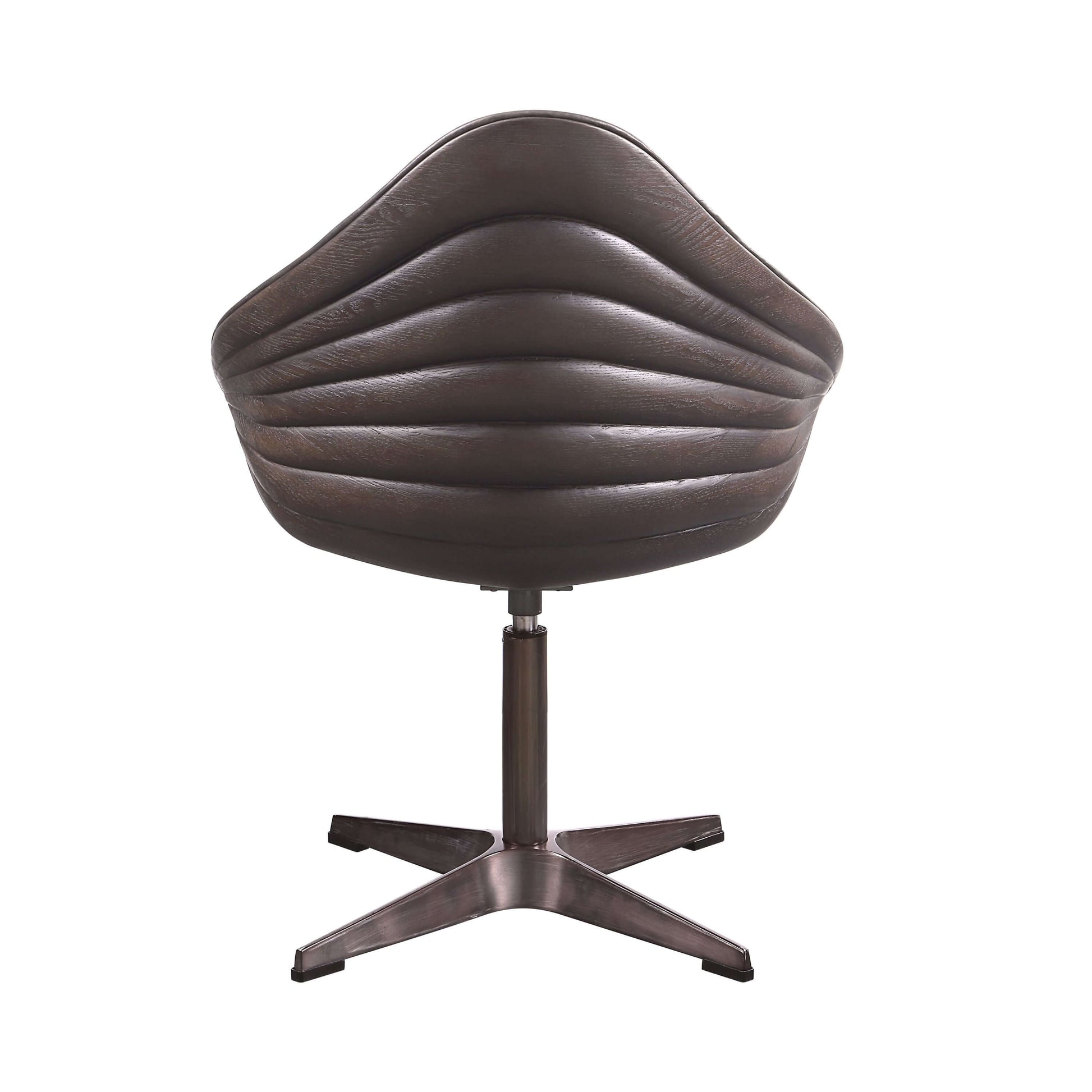 Pipino Top-Grain Ebony Leather Swivel Chair – Modern Accent Chair with a sleek back design and modern swivel base.
